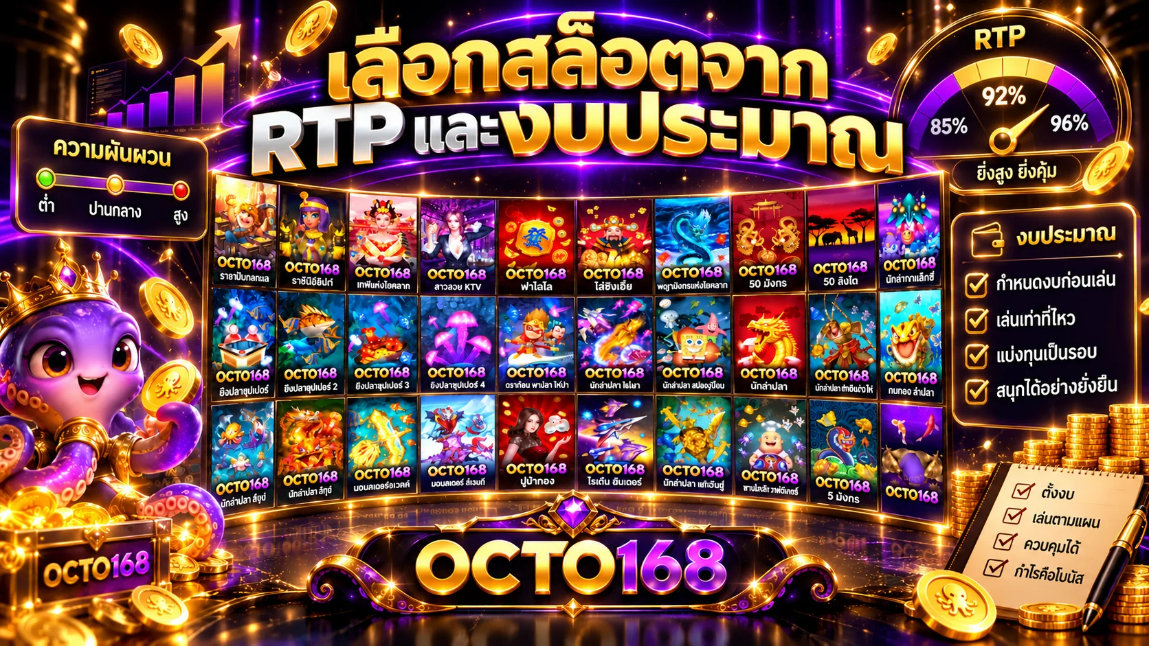 OCTO168 วิธีเลือกสล็อต ดู RTP และวางงบอย่างมีสติ